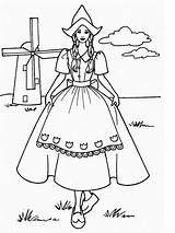 Coloring Dutch Girl Pages Netherlands sketch template