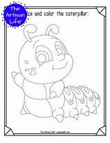 Tracing Trace Caterpillar Insect Pages Color Printable sketch template