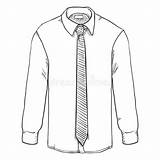 Shirt Sleeve Long Men Vector Necktie Sketch Classic sketch template