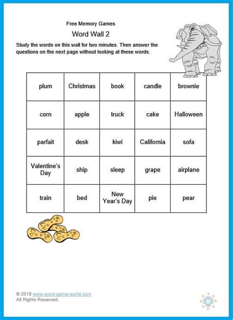 printable memory worksheets  adults learning   read