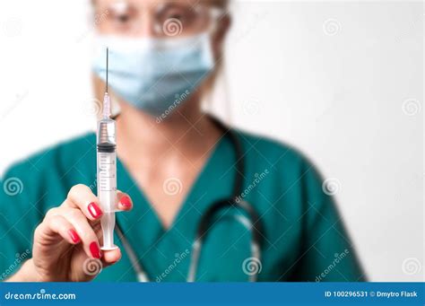 Female Doctor With Syringe Stock Image Image Of Needle Female