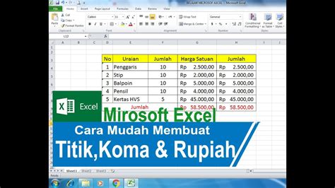 Belajar Microsoft Excel Cara Kasih Titik Koma Dan Rp Pada