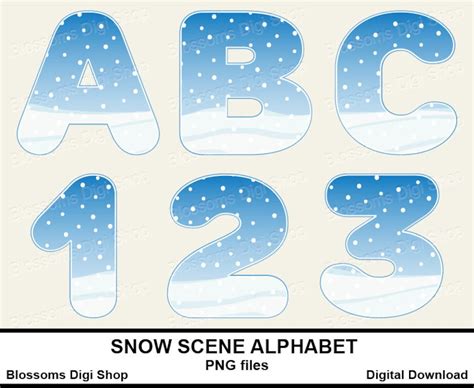 snow scene alphabet letters clipart winter png christmas etsy