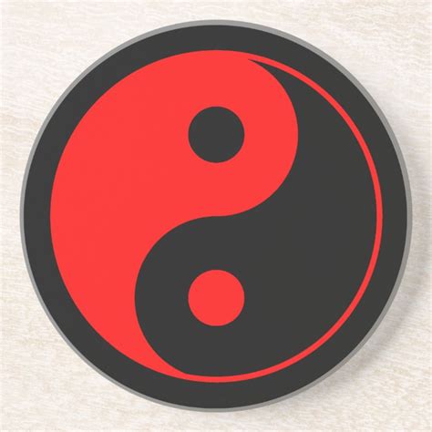 red black yin  symbol coaster zazzlecom