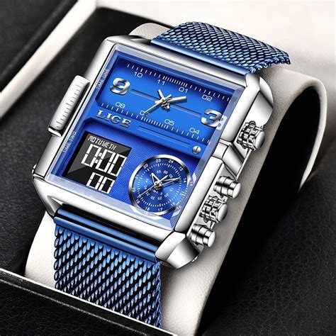 luik luxe mannen quartz digitale horloge creatieve sport horloges mannelijke waterdichte horloge