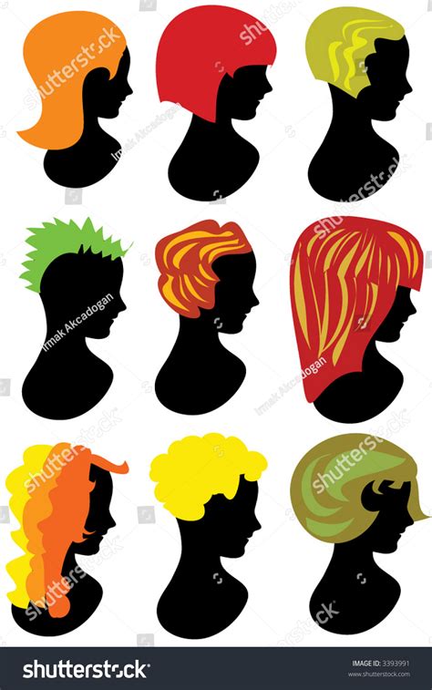 beautiful girl portrait with different haircut stock vector illustration 3393991 shutterstock