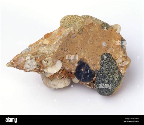 sedimentary rock conglomerate stock photo alamy