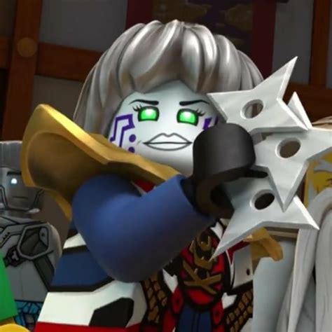 the lego movie character has green eyes and is holding a large hammer