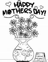 Mothers Coloring Happy Printable Pages Mom Flowers Mother Kids Religious Print Sheets Adults Color Cute Colouring Bible Vase Bouquet Getcolorings sketch template