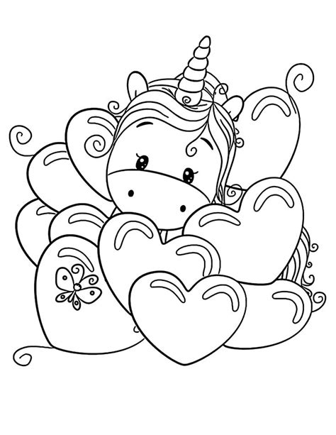cute unicorn valentine coloring pages  pic   find