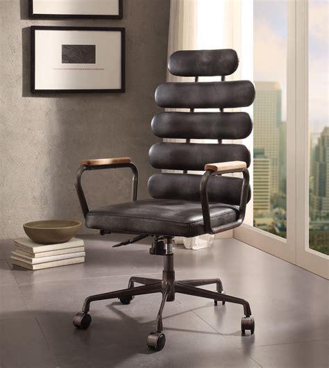 acme calan executive office chair  vintage black top grain leather walmartcom