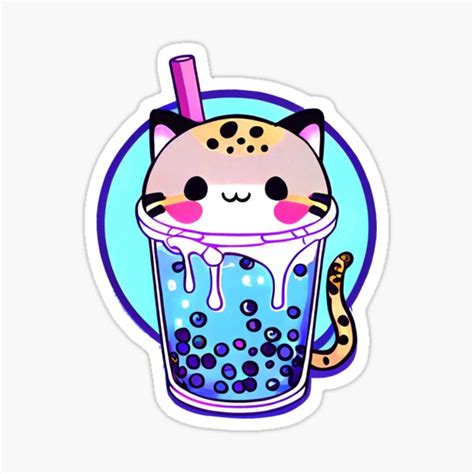 Cat Boba Tea Bubble Tea Anime Kawaii Sticker For Sale By Lutienm