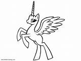 Alicorn Coloring Pages Drawing Base Line Kids Color Printable sketch template