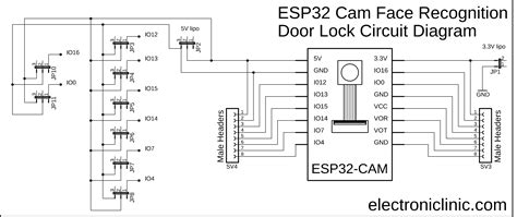 esp cam face recognition door lock system circuit  programming