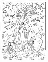 Coloring Pages Halloween Magical Magic Witches Witch Adult Coloriage Printable Bats Cats Digital Magique Fairy Digi Stamp Para Etsy Downloads sketch template