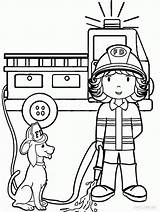 Firefighter Coloring Dog Pages Portrait Kids Firefighters Girl Printable sketch template
