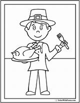 Coloring Thanksgiving Pilgrim Pages Dinner Fun sketch template