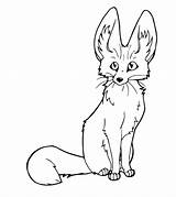 Fox Fennec Sitting Coloring Pages Printable Kids sketch template
