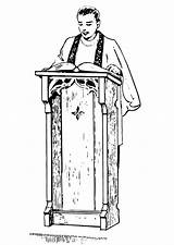 Coloring Priest Lectern Behind Pages sketch template