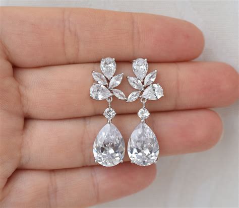 pendientes de boda cristal pendientes de gota nupcial etsy