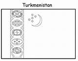 Coloring Flag Turkmenistan Geography sketch template