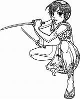 Warrior Coloring Girl Sword Manga Wecoloringpage sketch template