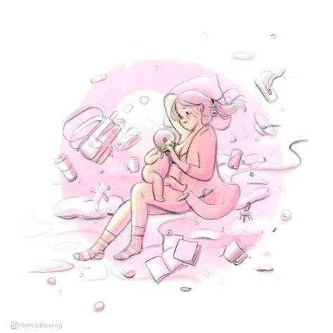 mom is drawing breastfeeding illustrations popsugar