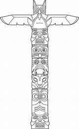 Totem Pole Drawing Poles Native American Owl Totems Vector Drawings Kids Easy Crafts Symbols Indian Tiki Tattoo Clipart Eagle Animal sketch template