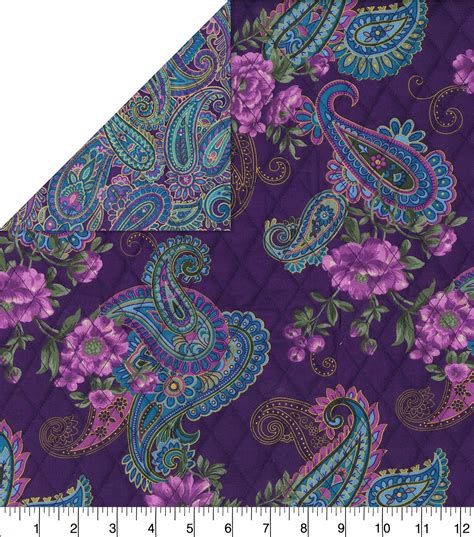 double faced quilt fabric purple teal paisley joann