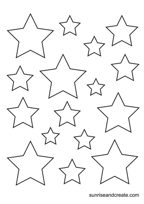 printable star templates includes   sizes