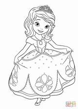 Coloring Sofia Princess Pages Curtseying Drawing Paper Supercoloring Printable sketch template