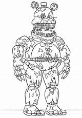 Freddy Coloring Printable Nightmare Nights Five Pages Fnaf Freddys Game sketch template