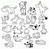 Coloring Farm Animals Pages Animal Kids Printable Preschool Color Sheets Preschoolers Family Print Cartoon Drawing Zoo Cute Collage Pdf Stock sketch template