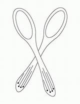 Spoons Fork Coloringhome Getdrawings Teaspoon sketch template