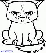 Cat Easy Coloring Drawing Pages Grumpy Cartoon Drawings Cats Color Printable Face Result Book Print Draw Cool Getcolorings Getdrawings Chat sketch template