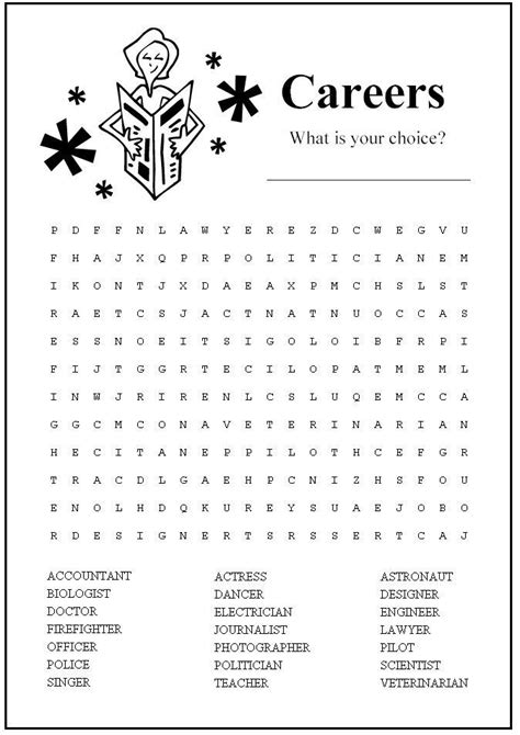 career word search puzzle counseling lessons career lessons career