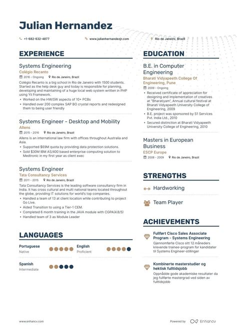 systems engineer resume samples   examples engineering resume