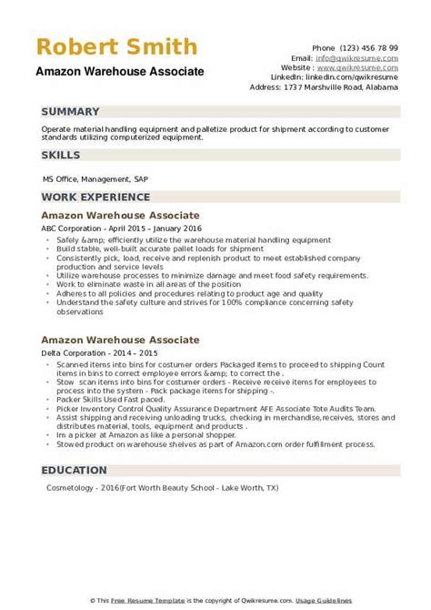amazon resume template