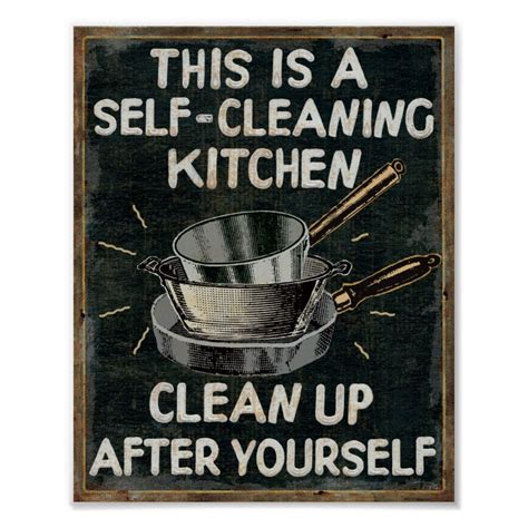 Self Cleaning Kitchen Poster Zazzle Clean Kitchen Kitchen Posters