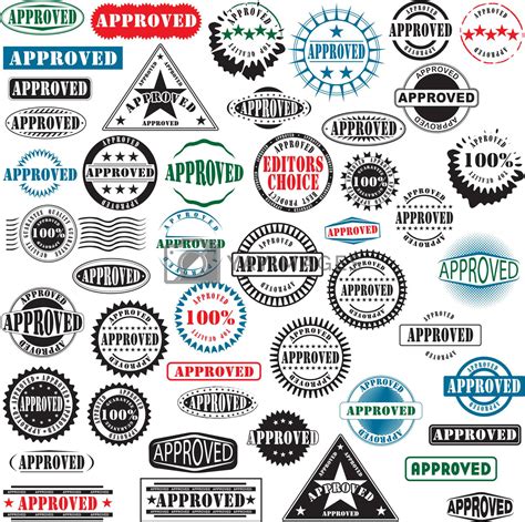 approved rubber stamps collection  ints vectors illustrations