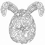 Easter Coloring Pages Egg Zentangle Adult Printable Colouring Print Happy Adults Bunny Worksheets Sunday School Doodle Printables Drawn Hand Stock sketch template