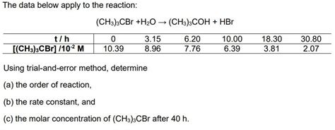 solved  data  apply   reaction chcbr