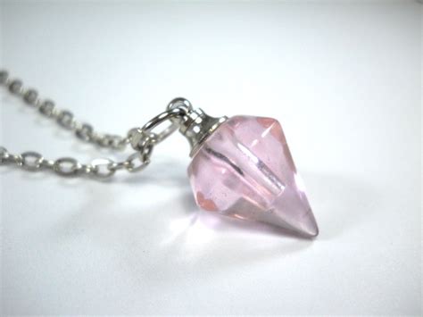 Pink Crystal Like Glass Diamond Bottle Pendant Antique