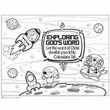 Coloring Pages Vbs God Space Exploring Word Galactic Starveyors Crafts Bible Sheets Gods Themes Kids Board Publix Galaxy Preschool Craft sketch template