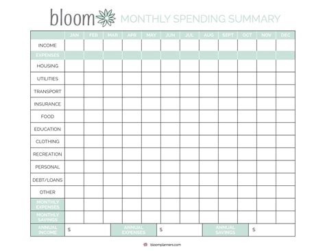 printable monthly bill tracker