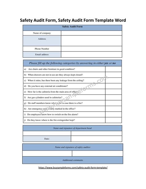 safety audit form safety audit form template word  buy sample forms