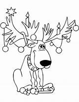 Reindeer Coloring Christmas Lights Pages Antlers Printable Cartoon Color Drawing Santa Draw Deer Kids Light Rudolph Animals Garland Rudolf sketch template