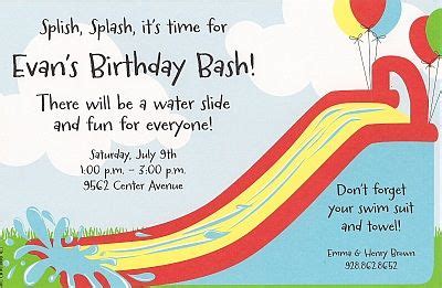 water  invitations images slip   birthday