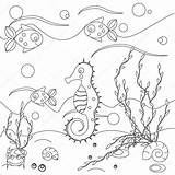 Coloring Pages Educational Marine Sea Drawing Scene Kindergarten Game Kids Life Colouring Seahorse Activity Theme Animals Underwater Academic Stock Getcolorings sketch template