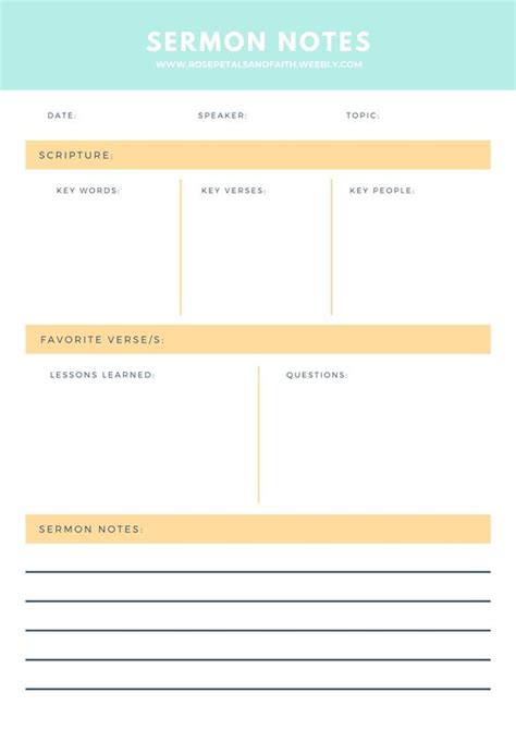 sermon notes printable